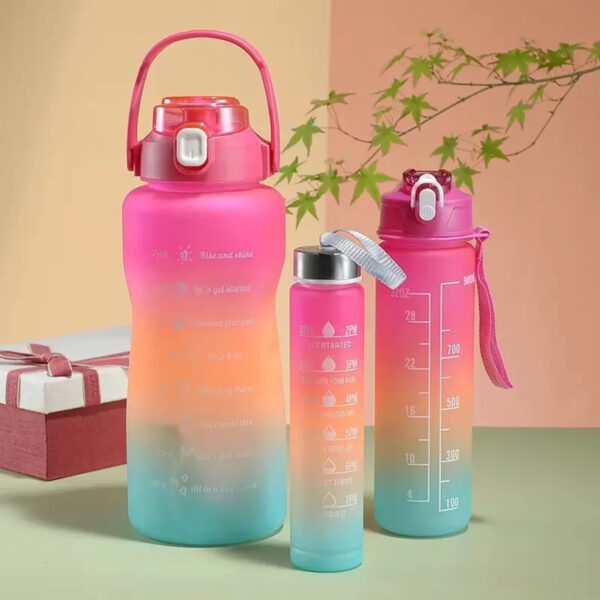 Motivasyonel 3'lü Su Matarası Suluk 2lt+900ml+300ml Tritan Sporcu Matara