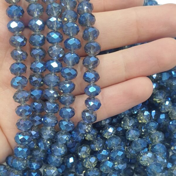 8mm Indigo Kristal Boncuk (3 DİZİ)