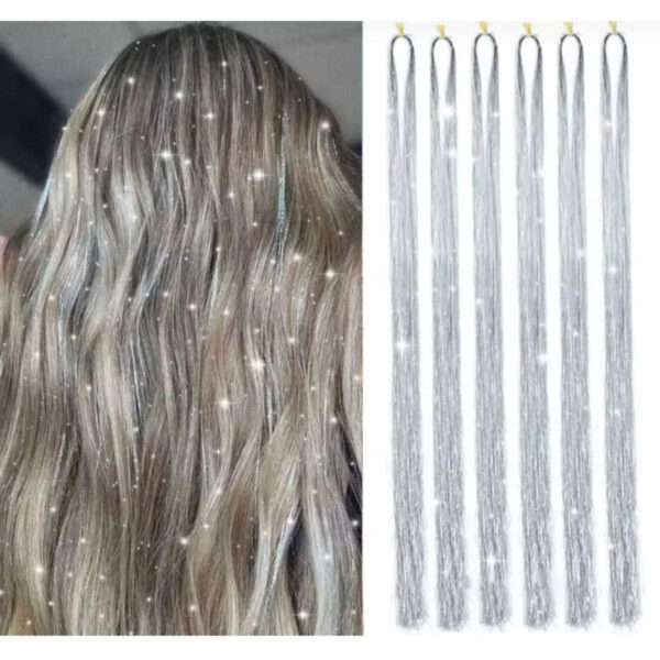 Tinsel Bağlamalı Gümüş Renk Saç Simi