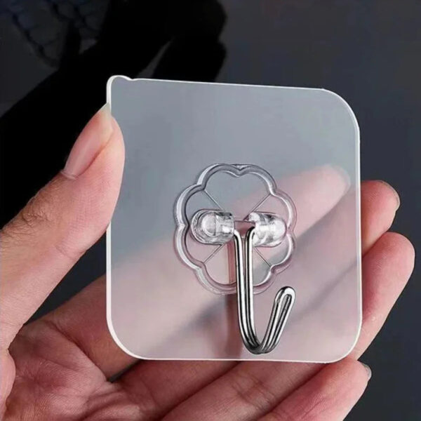10 Adet 6x6cm Kendinden Yapışkanlı Şeffaf Güçlü Askı Kapı Duvar Askıları Ağır Yük Taşıma Askısı