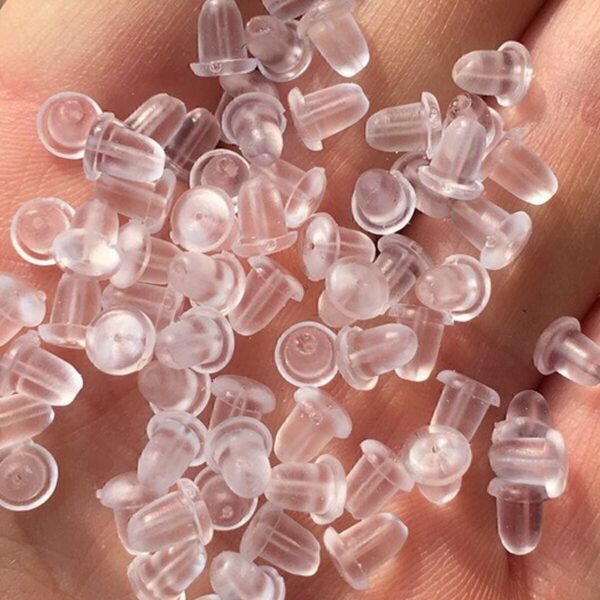 100 Adet(50 Çift) Silikon Küpe Arkalığı, Küpe Pistonu, Küpe Arkası 6x5 Mm