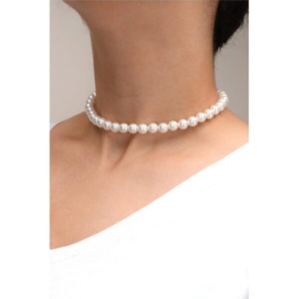 Beyaz Inci Choker Kolye, Inci Tasma Kolye