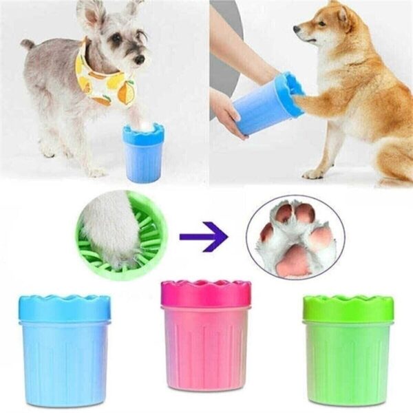 Küçük Irk Köpek & Kedi Pati Ayak Yıkama Kovası 9*11 cm Silikon Jel Fırçalı Pati Temizleme Bardak