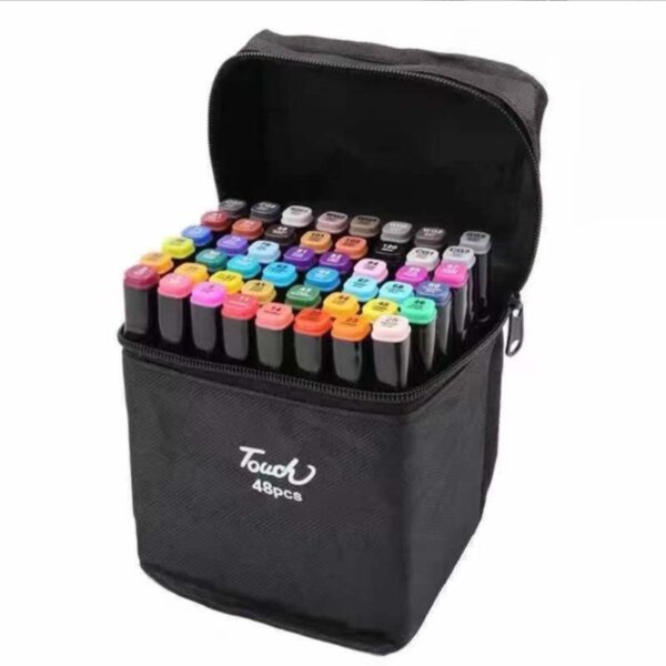 Çift Taraflı 48 Li Profesyonel Kalem Seti Taşımalı Çantalı Premium Marker Keçeli Kalem